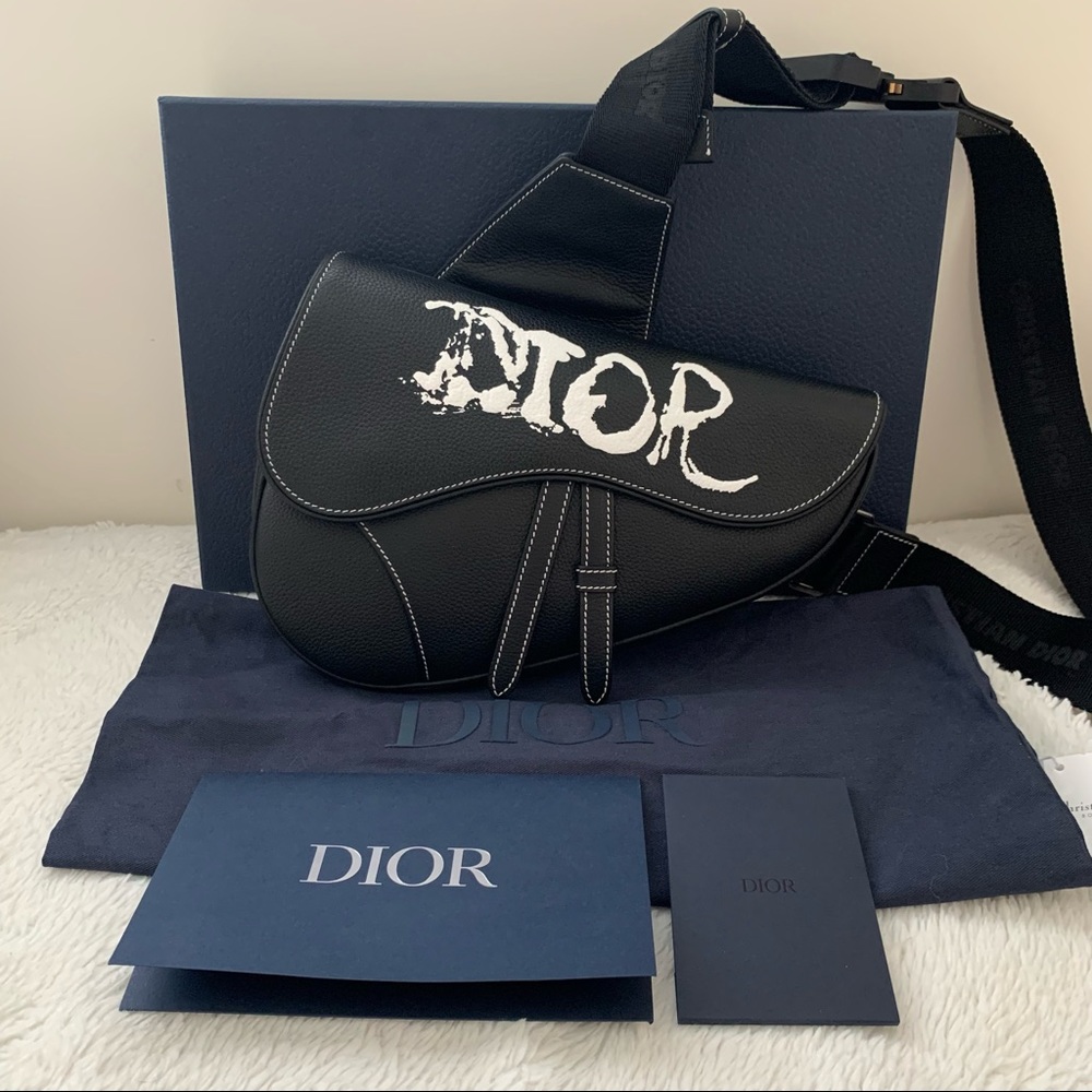 Dior x Peter Doig Calfskin Shoulder / Crossbody Saddle Bag
